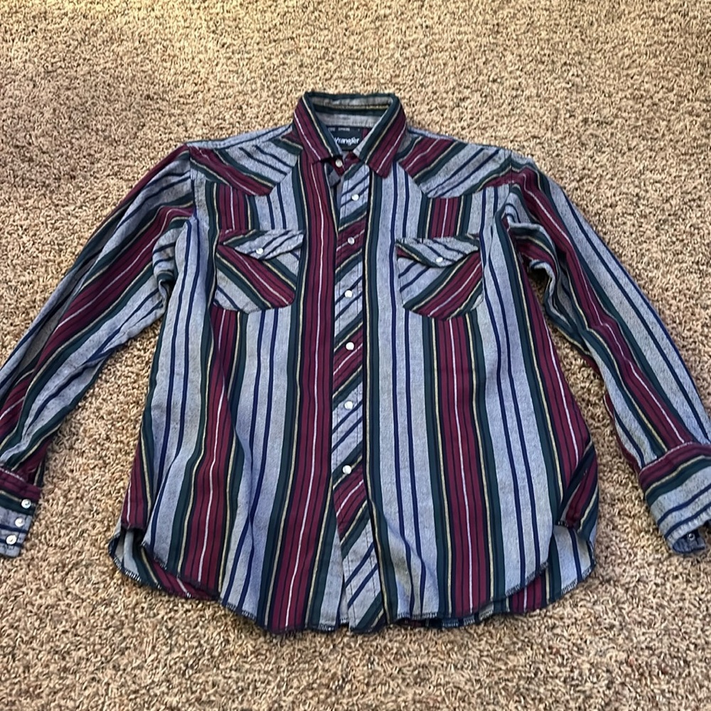 Mens’ large Wrangler  pearl snap button down western shirt